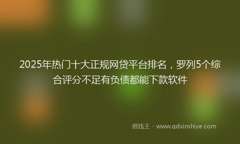 2025年热门十大正规网贷平台排名，罗列5个综合评分不足有负债都能下款软件