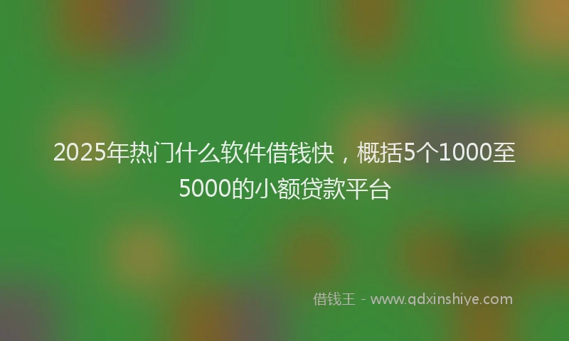 2025年热门什么软件借钱快，概括5个1000至5000的小额贷款平台