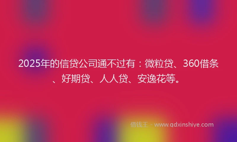 2025年的信贷公司通不过有：微粒贷、360借条、好期贷、人人贷、安逸花等。