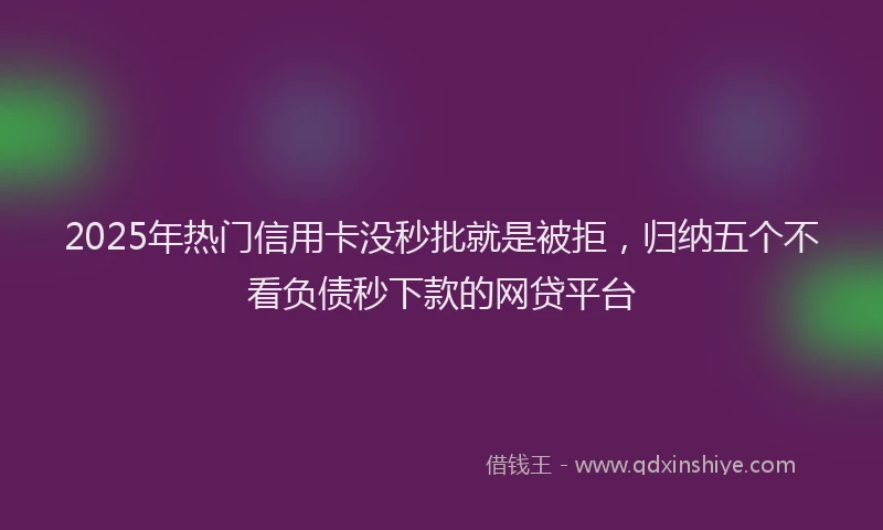 2025年热门信用卡没秒批就是被拒，归纳五个不看负债秒下款的网贷平台