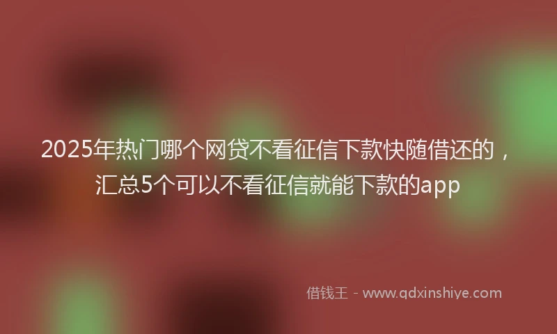2025年热门哪个网贷不看征信下款快随借还的，汇总5个可以不看征信就能下款的app