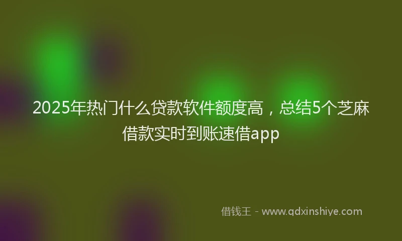 2025年热门什么贷款软件额度高，总结5个芝麻借款实时到账速借app