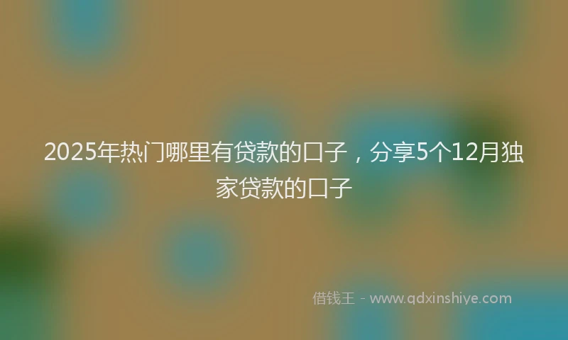 2025年热门哪里有贷款的口子，分享5个12月独家贷款的口子