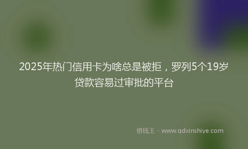 2025年热门信用卡为啥总是被拒，罗列5个19岁贷款容易过审批的平台