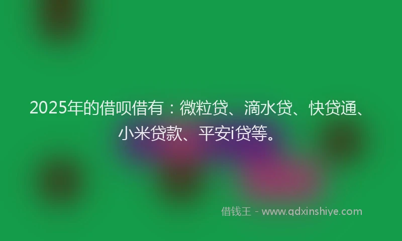 2025年的借呗借有：微粒贷、滴水贷、快贷通、小米贷款、平安i贷等。