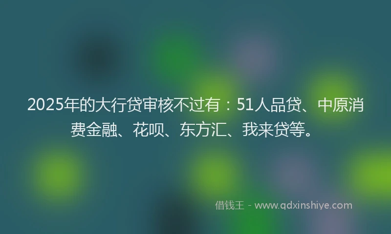 2025年的大行贷审核不过有：51人品贷、中原消费金融、花呗、东方汇、我来贷等。