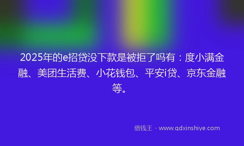 2025年的e招贷没下款是被拒了吗有：度小满金融、美团生活费、小花钱包、平安i贷、京东金融等。