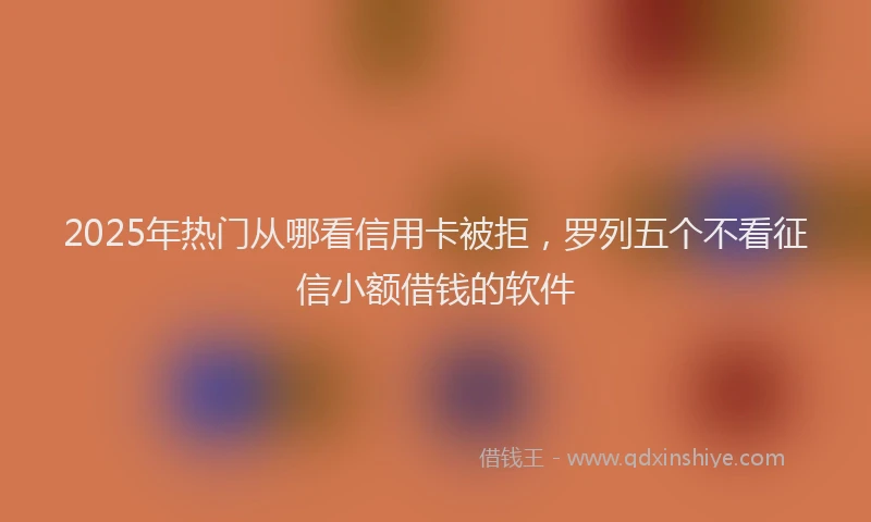 2025年热门从哪看信用卡被拒，罗列五个不看征信小额借钱的软件