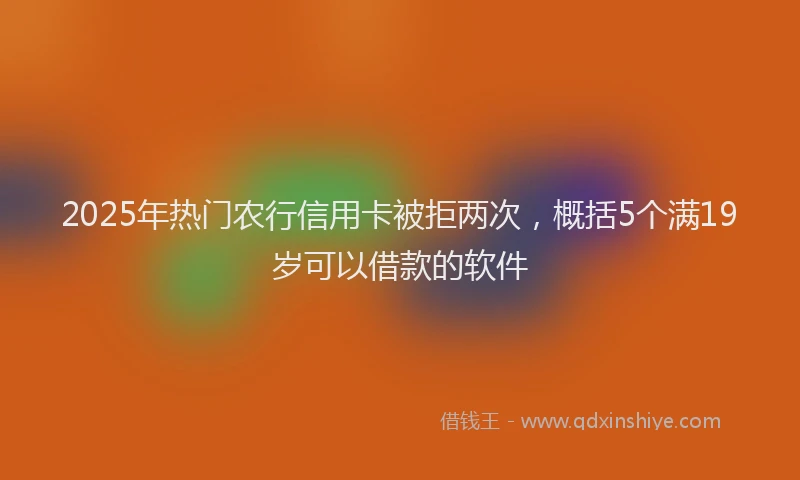 2025年热门农行信用卡被拒两次，概括5个满19岁可以借款的软件