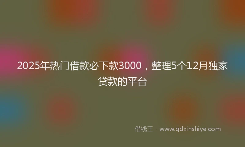 2025年热门借款必下款3000，整理5个12月独家贷款的平台