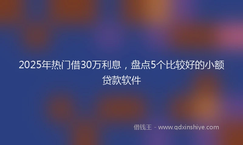 2025年热门借30万利息，盘点5个比较好的小额贷款软件