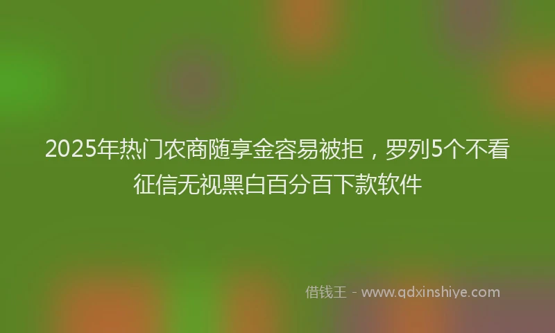 2025年热门农商随享金容易被拒，罗列5个不看征信无视黑白百分百下款软件