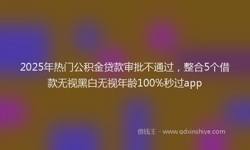 2025年热门公积金贷款审批不通过，整合5个借款无视黑白无视年龄100%秒过app
