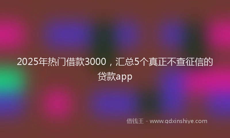 2025年热门借款3000，汇总5个真正不查征信的贷款app