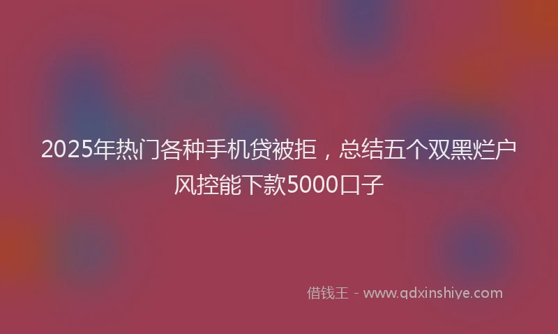 2025年热门各种手机贷被拒，总结五个双黑烂户风控能下款5000口子