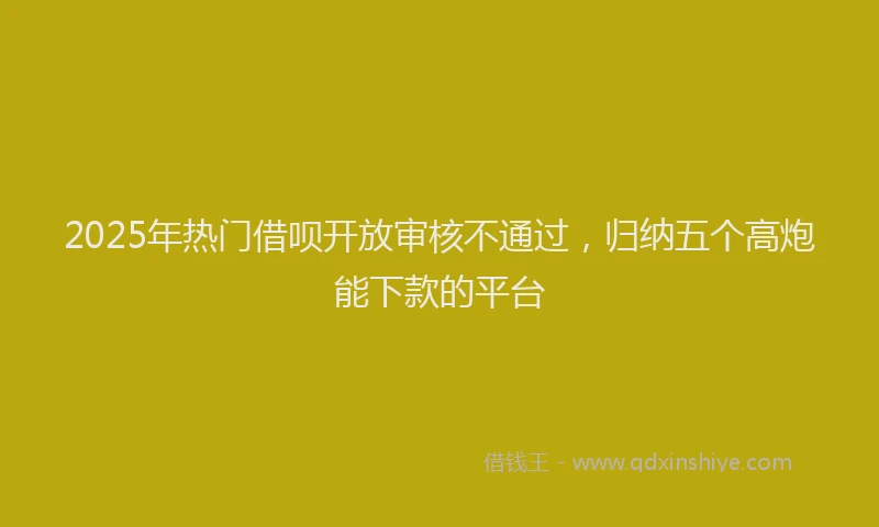 2025年热门借呗开放审核不通过，归纳五个高炮能下款的平台