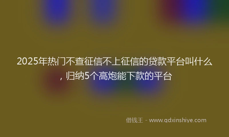 2025年热门不查征信不上征信的贷款平台叫什么，归纳5个高炮能下款的平台