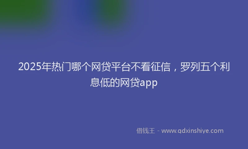 2025年热门哪个网贷平台不看征信，罗列五个利息低的网贷app
