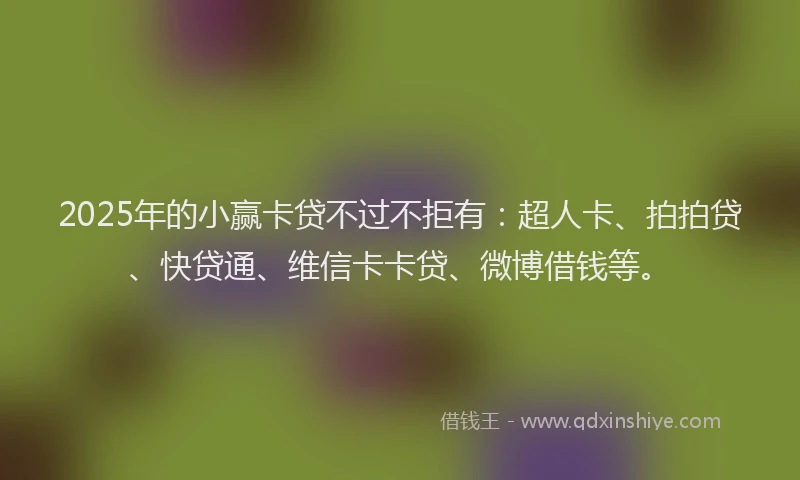 2025年的小赢卡贷不过不拒有：超人卡、拍拍贷、快贷通、维信卡卡贷、微博借钱等。