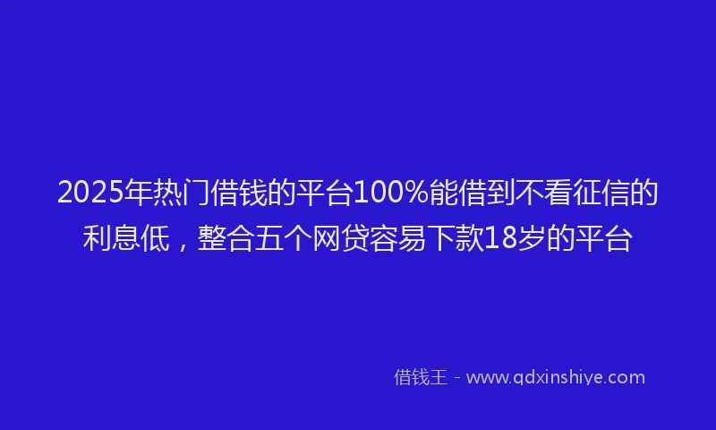 2025年热门借钱的平台100%能借到不看征信的利息低，整合五个网贷容易下款18岁的平台