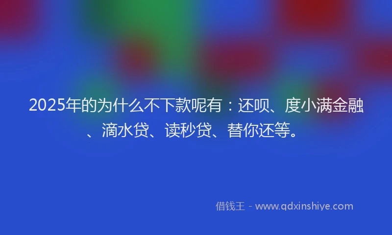 2025年的为什么不下款呢有：还呗、度小满金融、滴水贷、读秒贷、替你还等。