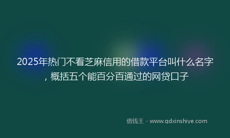 2025年热门不看芝麻信用的借款平台叫什么名字，概括五个能百分百通过的网贷口子