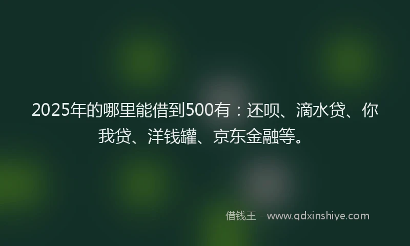 2025年的哪里能借到500有：还呗、滴水贷、你我贷、洋钱罐、京东金融等。