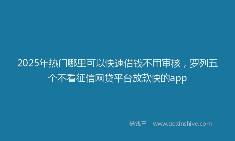 2025年热门哪里可以快速借钱不用审核，罗列五个不看征信网贷平台放款快的app