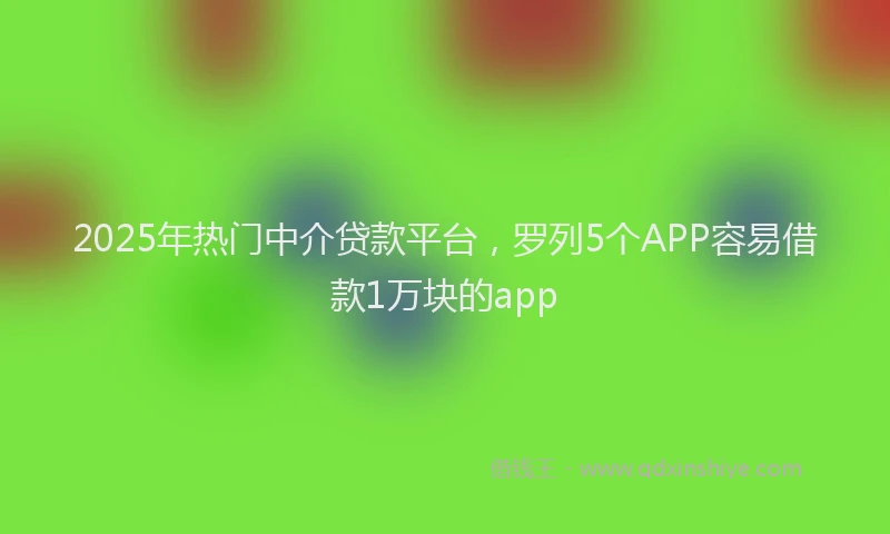 2025年热门中介贷款平台，罗列5个APP容易借款1万块的app