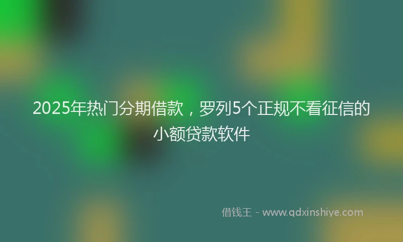 2025年热门分期借款，罗列5个正规不看征信的小额贷款软件