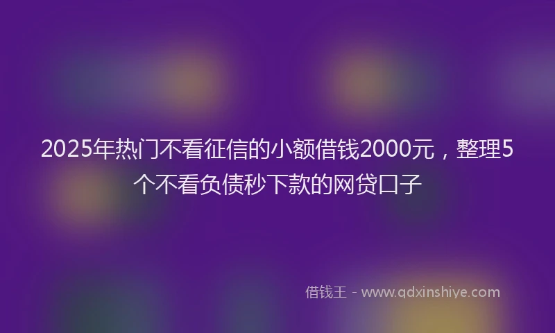 2025年热门不看征信的小额借钱2000元，整理5个不看负债秒下款的网贷口子