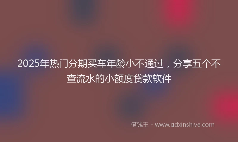 2025年热门分期买车年龄小不通过，分享五个不查流水的小额度贷款软件