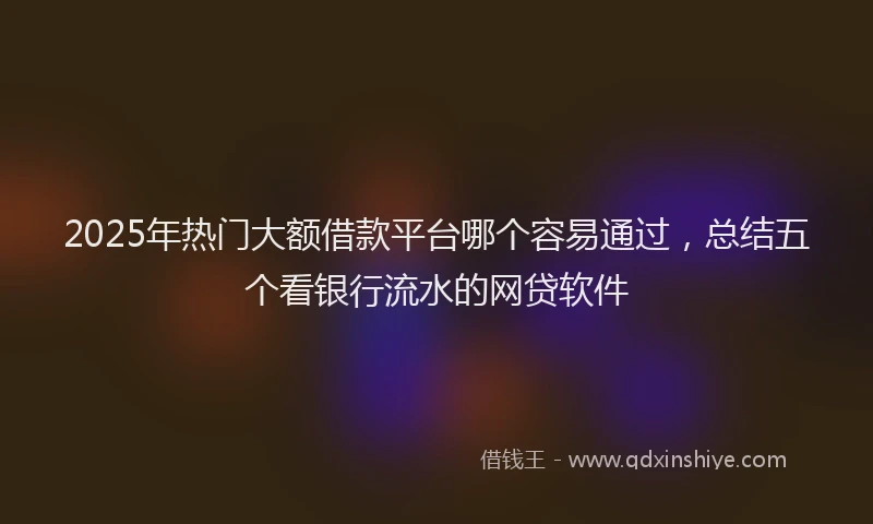2025年热门大额借款平台哪个容易通过，总结五个看银行流水的网贷软件