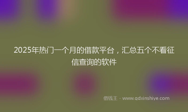 2025年热门一个月的借款平台，汇总五个不看征信查询的软件