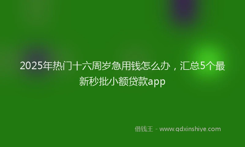 2025年热门十六周岁急用钱怎么办，汇总5个最新秒批小额贷款app