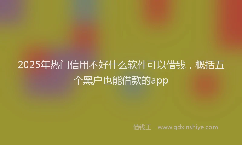 2025年热门信用不好什么软件可以借钱，概括五个黑户也能借款的app