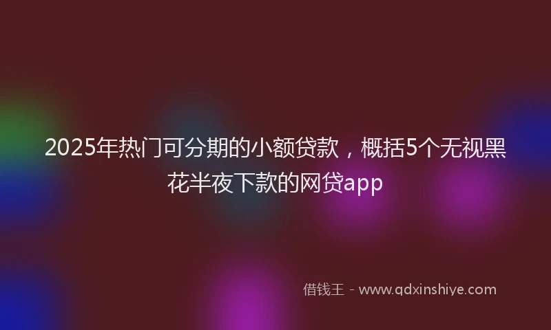 2025年热门可分期的小额贷款，概括5个无视黑花半夜下款的网贷app