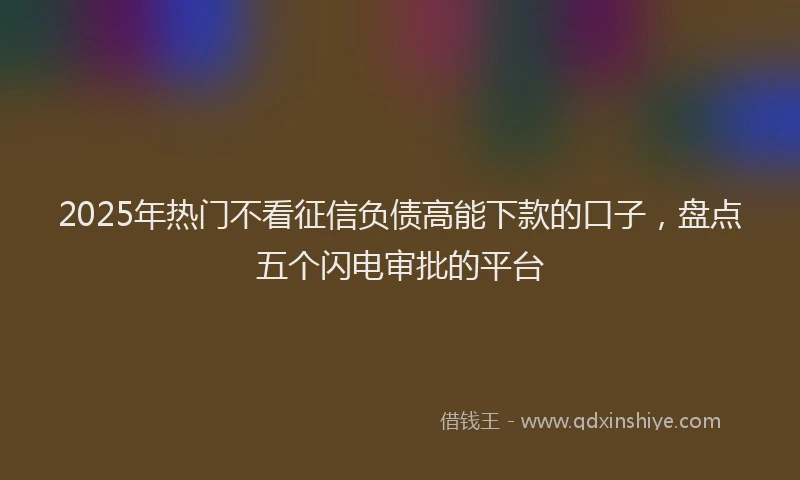 2025年热门不看征信负债高能下款的口子，盘点五个闪电审批的平台