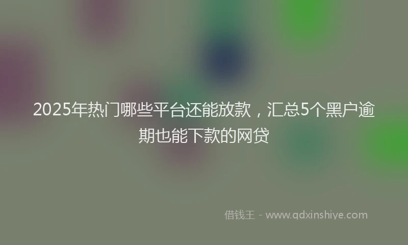 2025年热门哪些平台还能放款，汇总5个黑户逾期也能下款的网贷