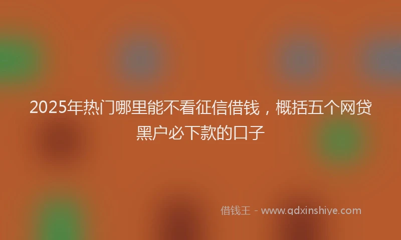 2025年热门哪里能不看征信借钱，概括五个网贷黑户必下款的口子