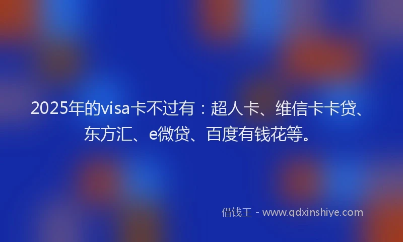 2025年的visa卡不过有：超人卡、维信卡卡贷、东方汇、e微贷、百度有钱花等。