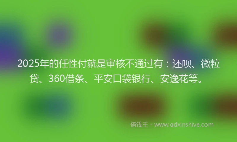 2025年的任性付就是审核不通过有：还呗、微粒贷、360借条、平安口袋银行、安逸花等。