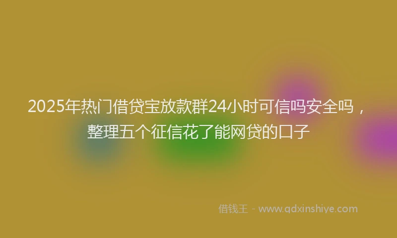 2025年热门借贷宝放款群24小时可信吗安全吗，整理五个征信花了能网贷的口子