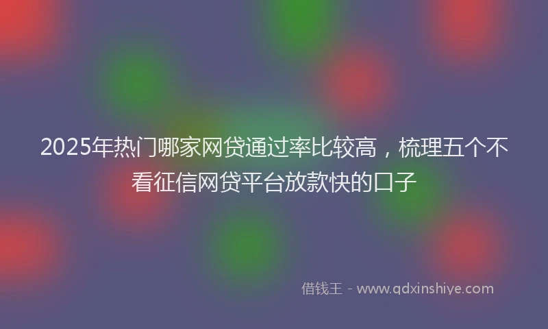 2025年热门哪家网贷通过率比较高，梳理五个不看征信网贷平台放款快的口子