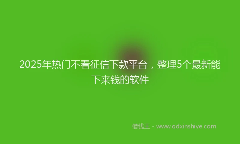 2025年热门不看征信下款平台，整理5个最新能下来钱的软件