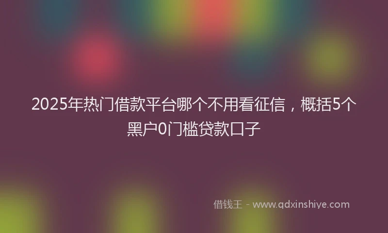 2025年热门借款平台哪个不用看征信，概括5个黑户0门槛贷款口子