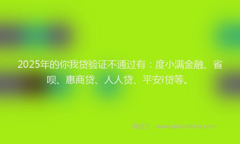 2025年的你我贷验证不通过有：度小满金融、省呗、惠商贷、人人贷、平安i贷等。