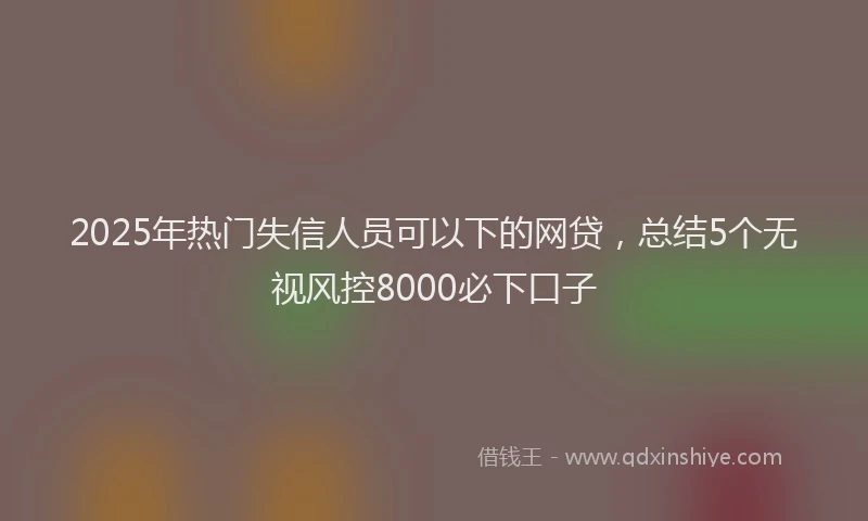 2025年热门失信人员可以下的网贷，总结5个无视风控8000必下口子
