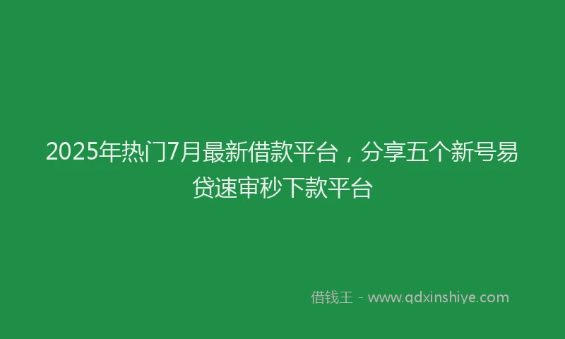 2025年热门7月最新借款平台，分享五个新号易贷速审秒下款平台