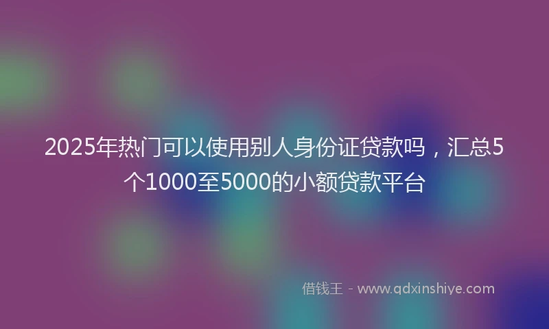 2025年热门可以使用别人身份证贷款吗，汇总5个1000至5000的小额贷款平台